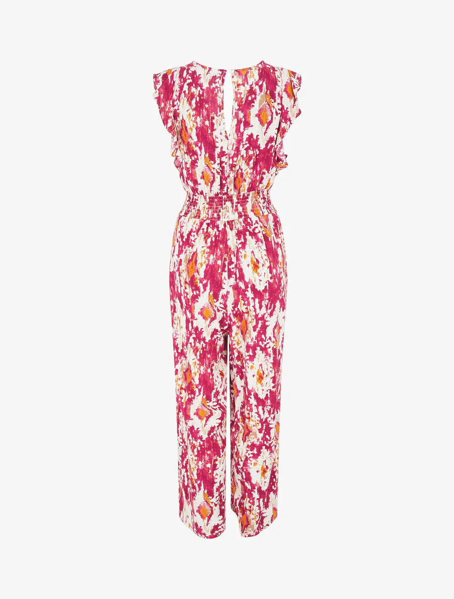 Elastische combinatie met gestileerde print - Fuchsia - Image 2