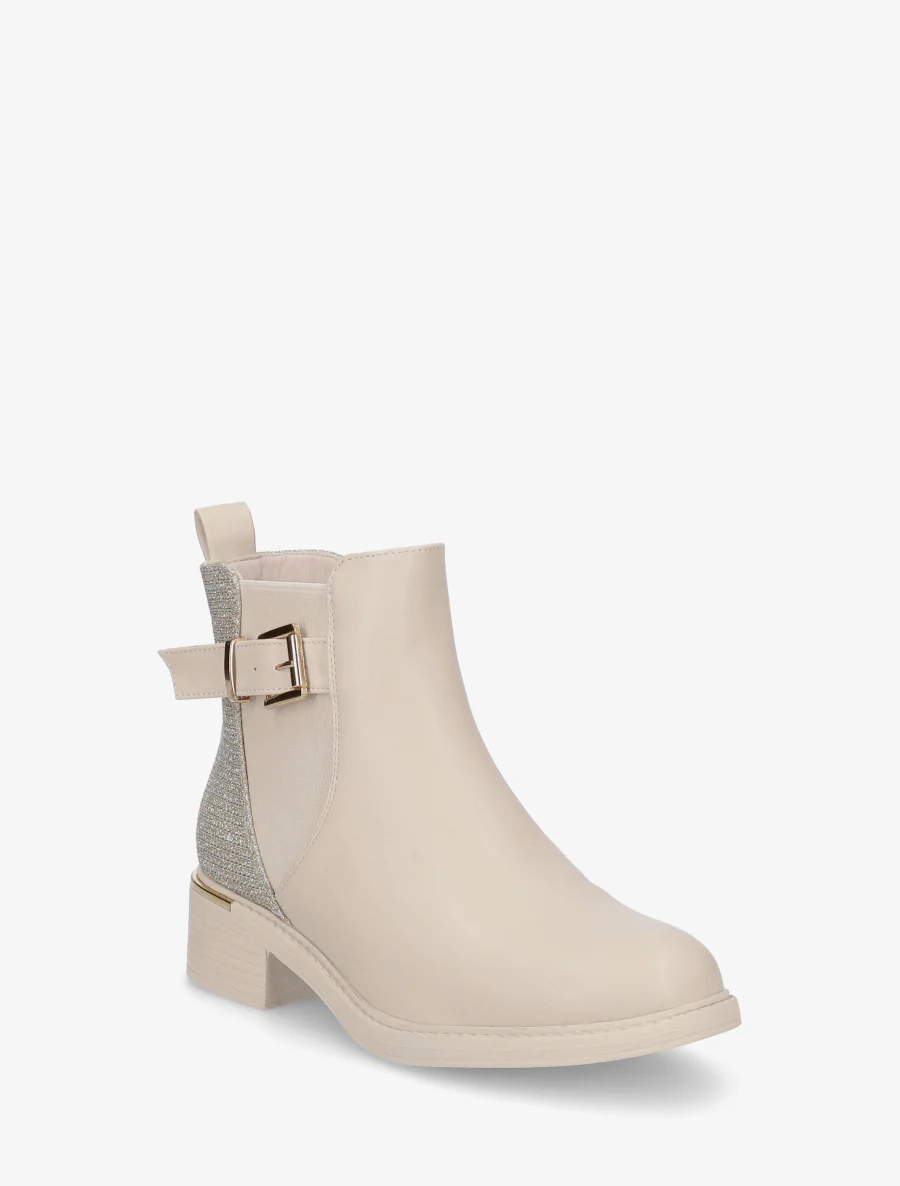 Elastische enkellaarsjes met glinsterende hielversteviging - Beige - Image 2