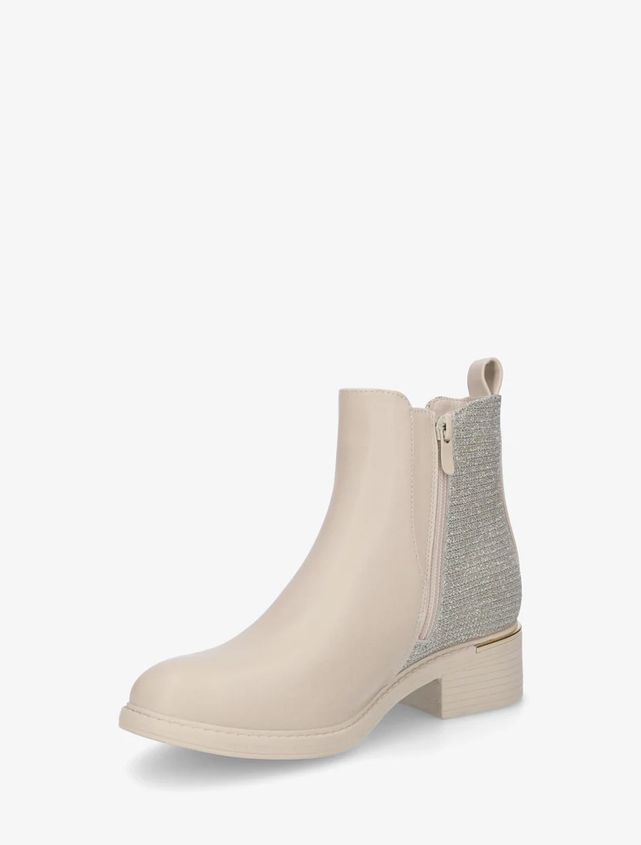 Elastische enkellaarsjes met glinsterende hielversteviging - Beige - Image 3