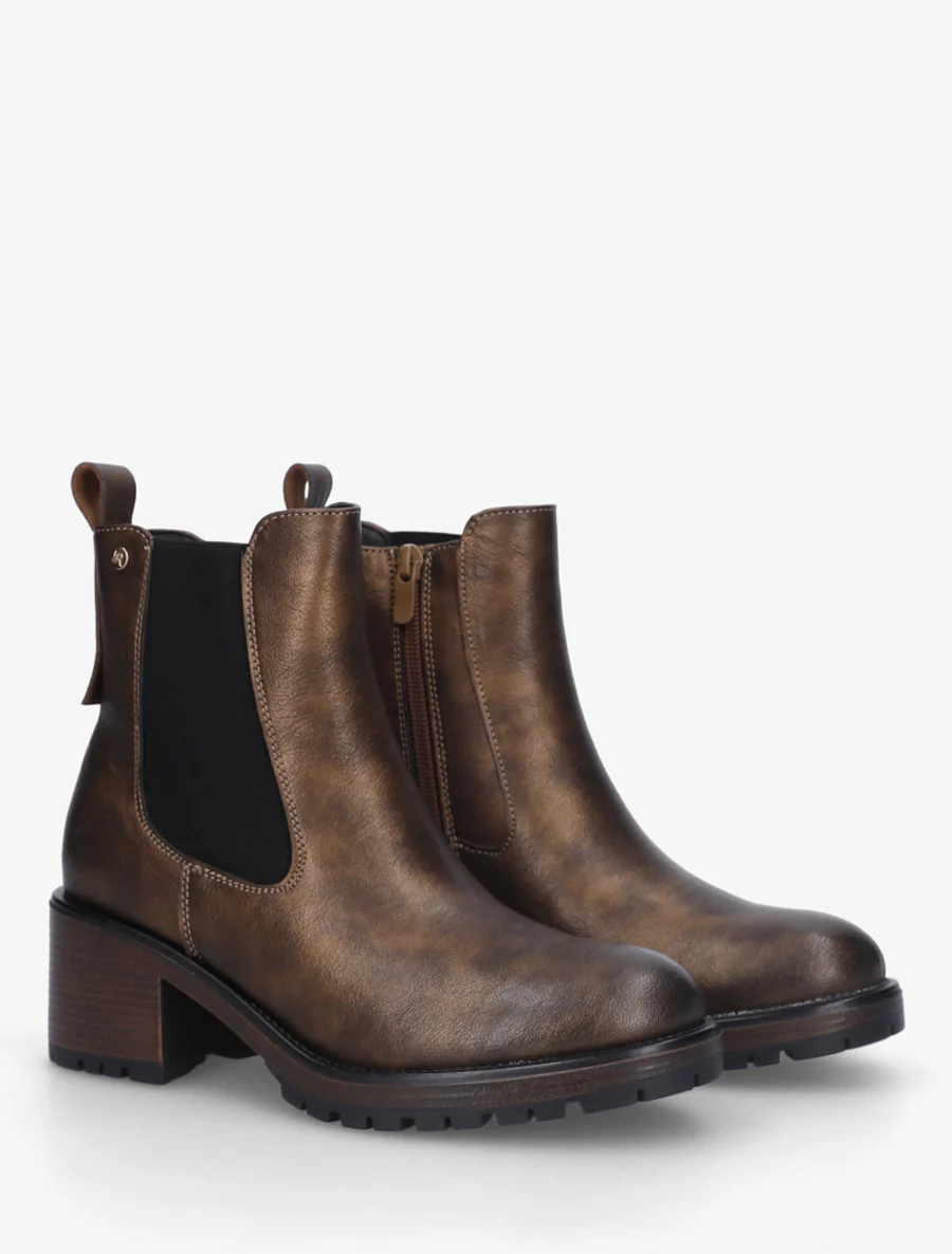 Elastische enkellaarsjes met hak - Brons - Image 4