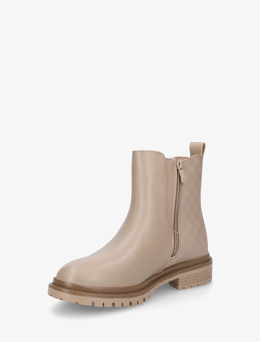 Elastische enkellaarsjes met ruitjesmotief - Donker beige - Image 3
