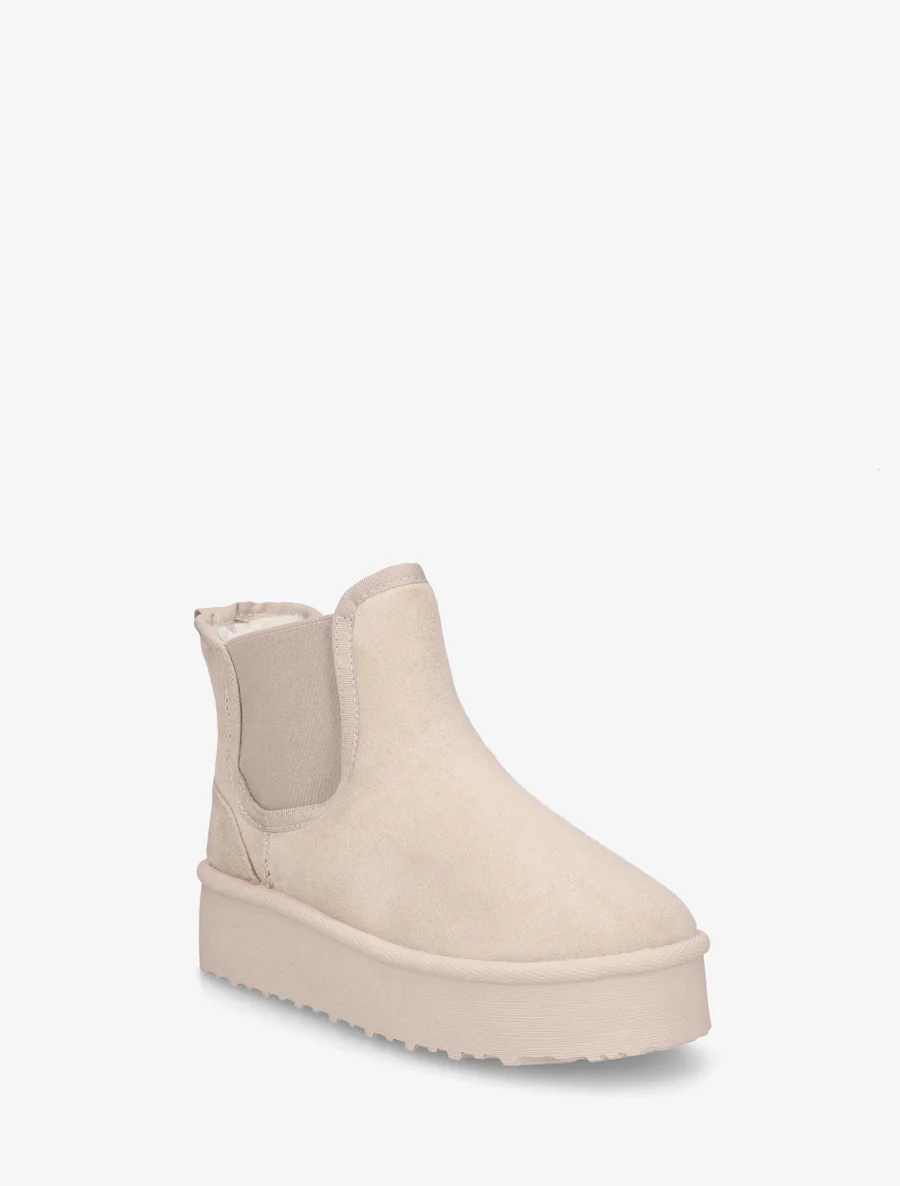 Elastische enkellaarsjes van suède - Beige - Image 2