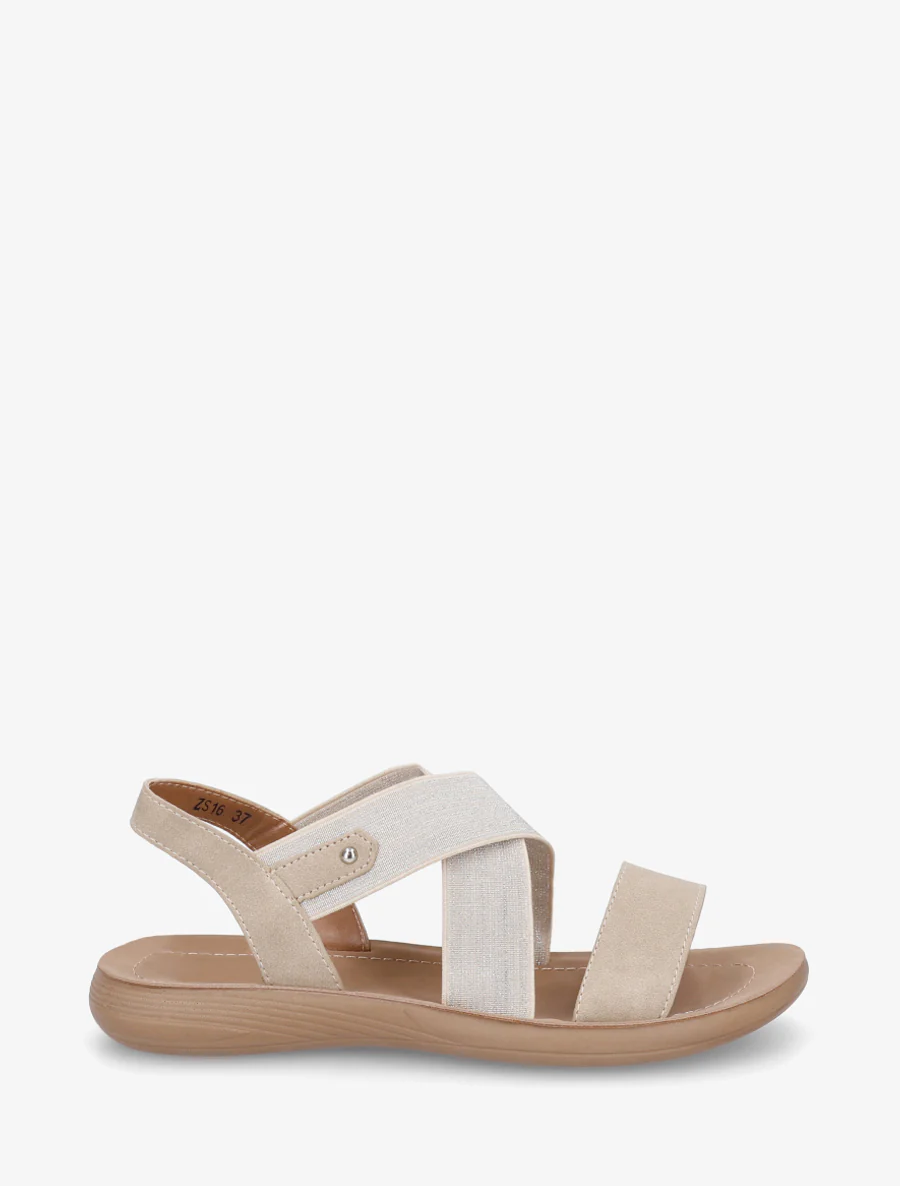 Elastische gekruiste sandalen - Beige