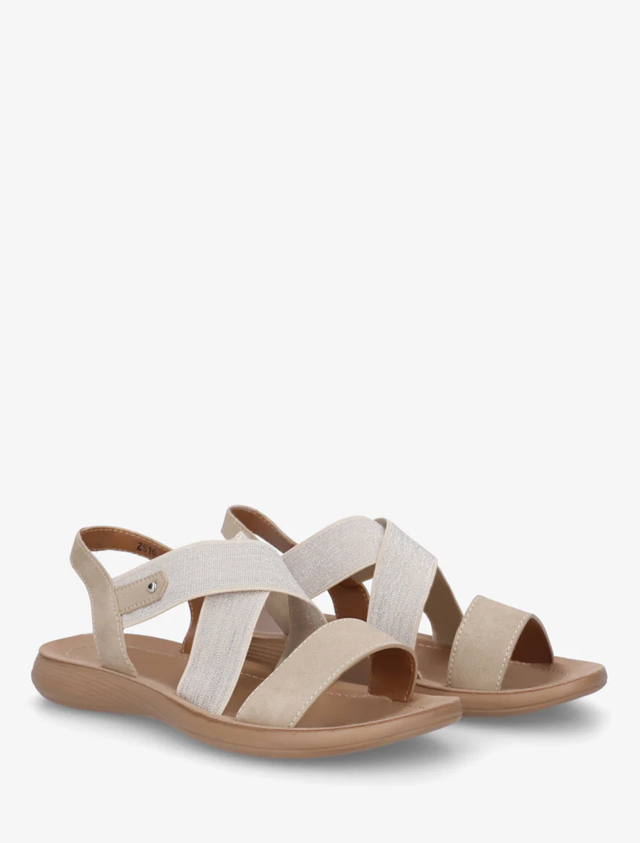Elastische gekruiste sandalen - Beige - Image 4