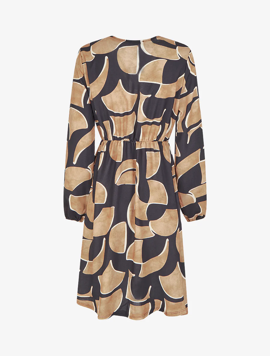 Elastische jurk met abstracte print - Zwart - Image 2