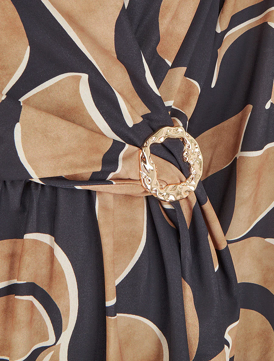 Elastische jurk met abstracte print - Zwart - Image 3