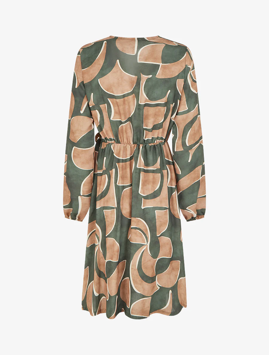 Elastische jurk met abstracte print - Kaki - Image 2