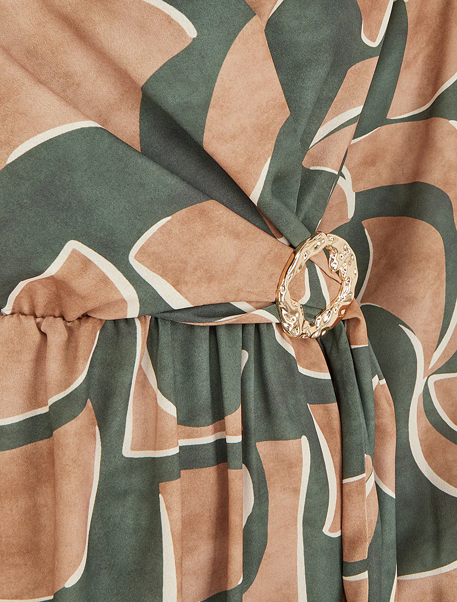 Elastische jurk met abstracte print - Kaki - Image 3