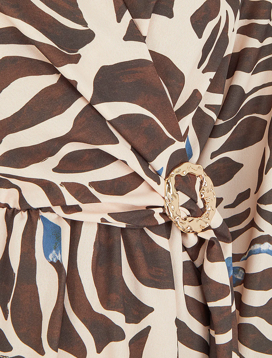 Elastische jurk met fantasieprint - Bruin - Image 3