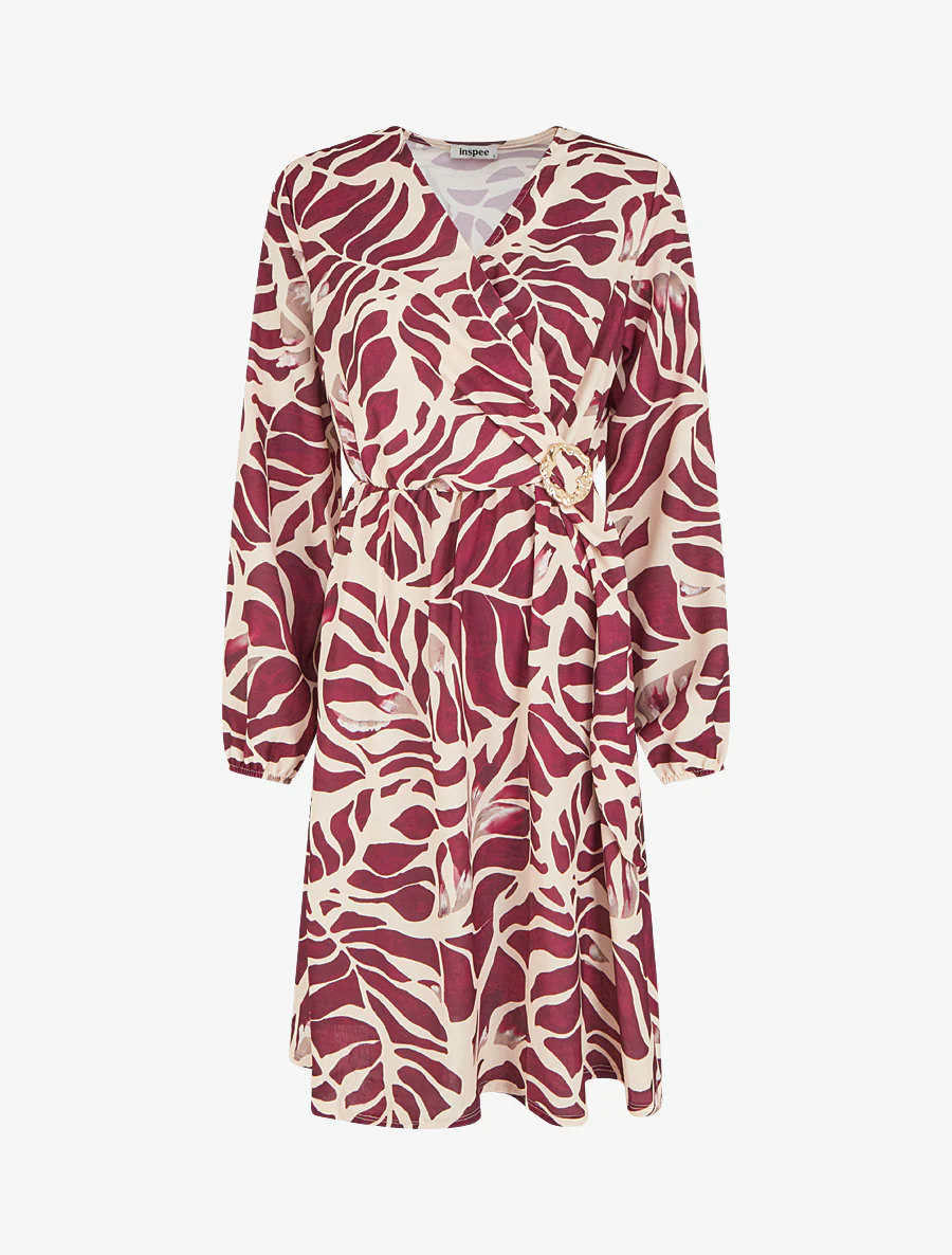 Elastische jurk met fantasieprint - Pruim