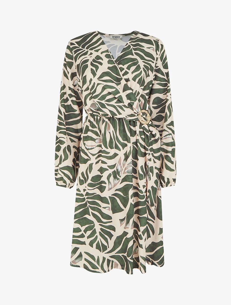 Elastische jurk met fantasieprint - Kaki