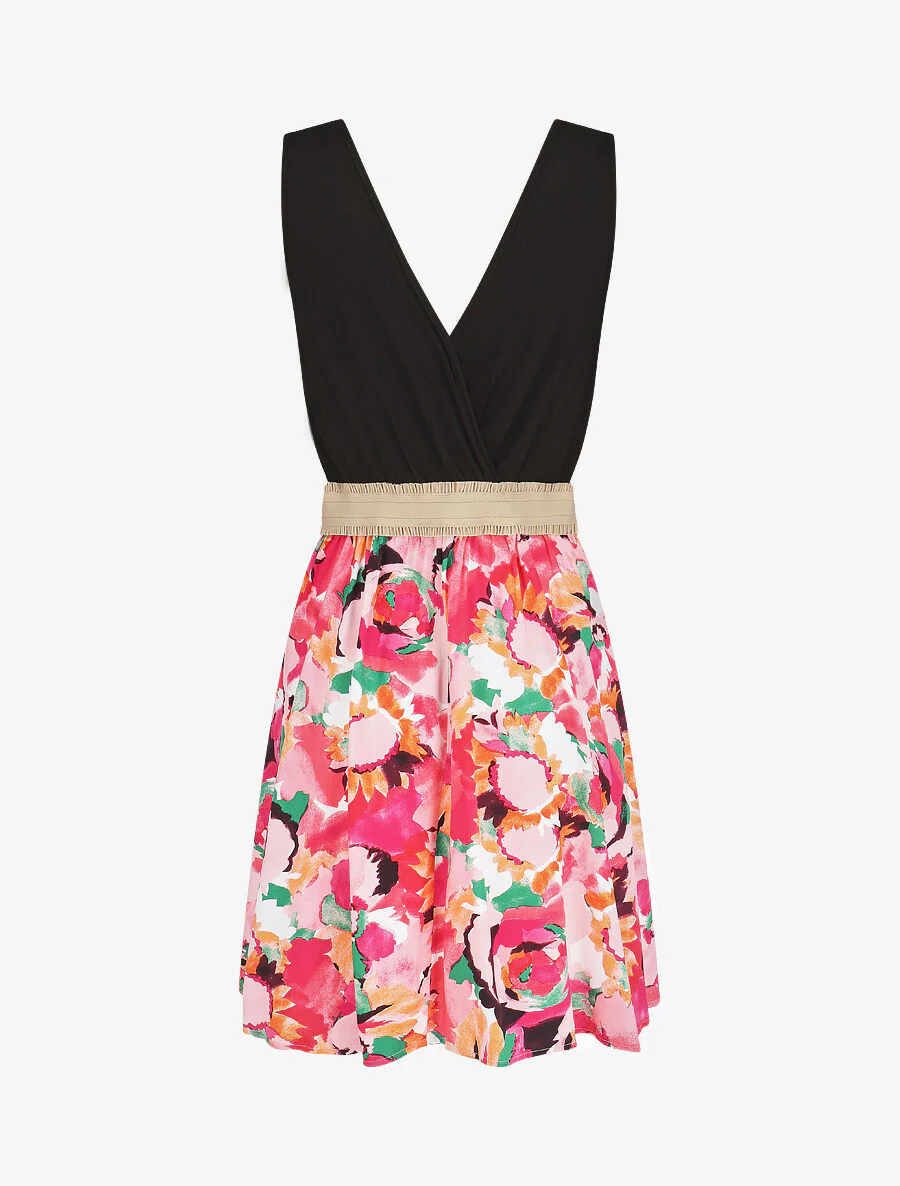Elastische jurk met rok met abstracte print - roze - Image 2