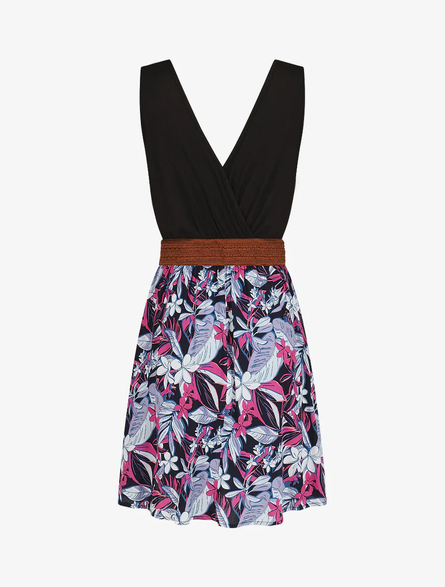 Elastische jurk met rok met bloemenprint - roze - Image 2