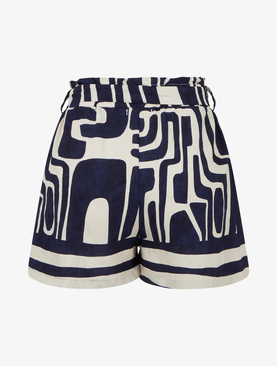 Elastische korte broek met fantasieprint - donkerblauw  - Image 2