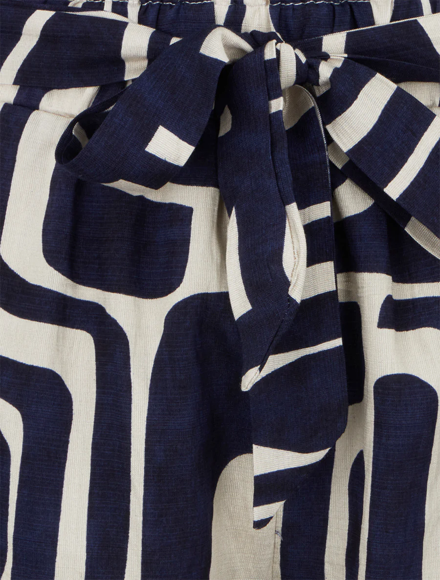 Elastische korte broek met fantasieprint - donkerblauw  - Image 3