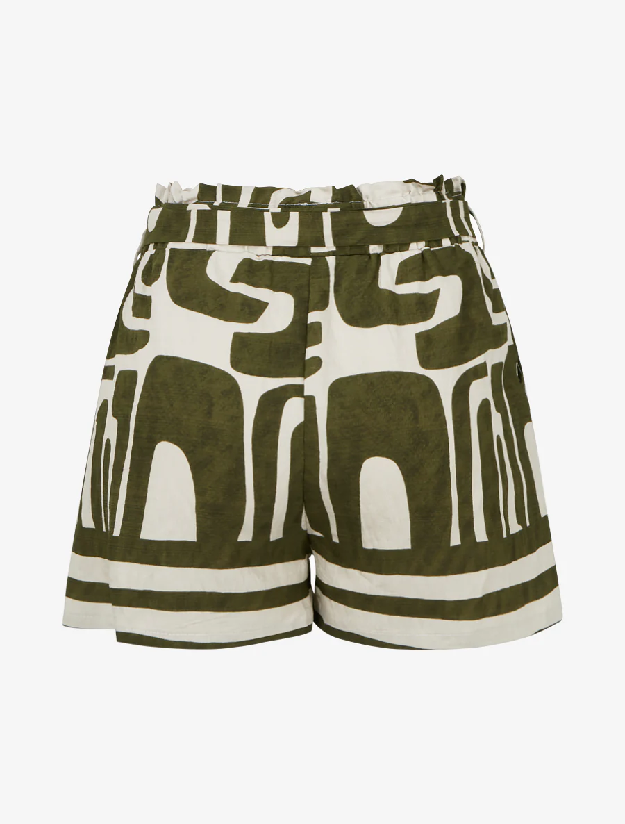 Elastische korte broek met fantasieprint - Kaki - Image 2