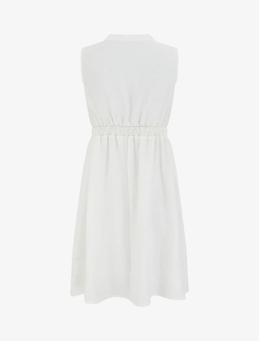 Elastische midi-jurk met geborduurd lijfje - Ecru - Image 2