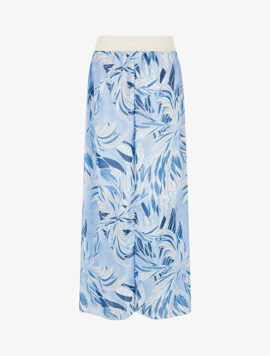 Elastische rok met bladdessin - Lichtblauw - Image 2