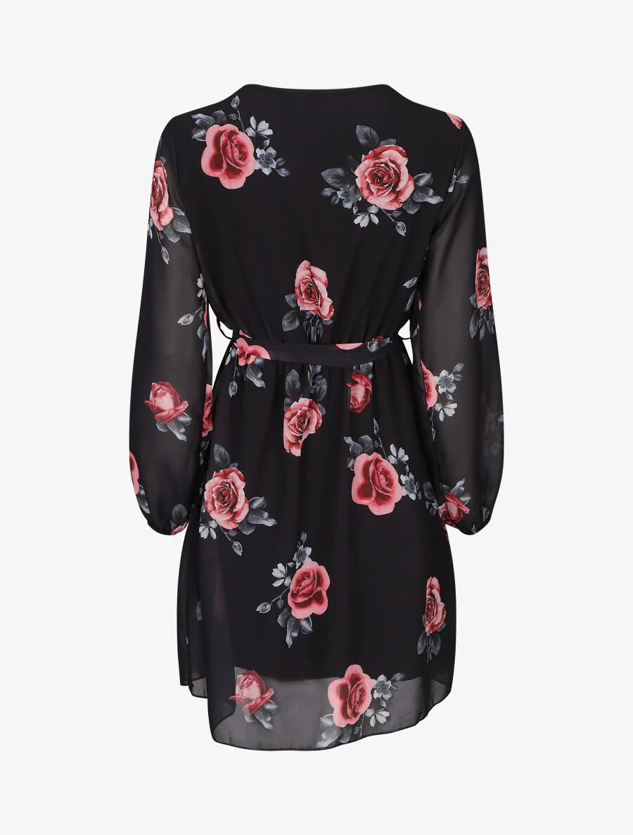 Elastische roze geprinte midi-jurk - Zwart - Image 2