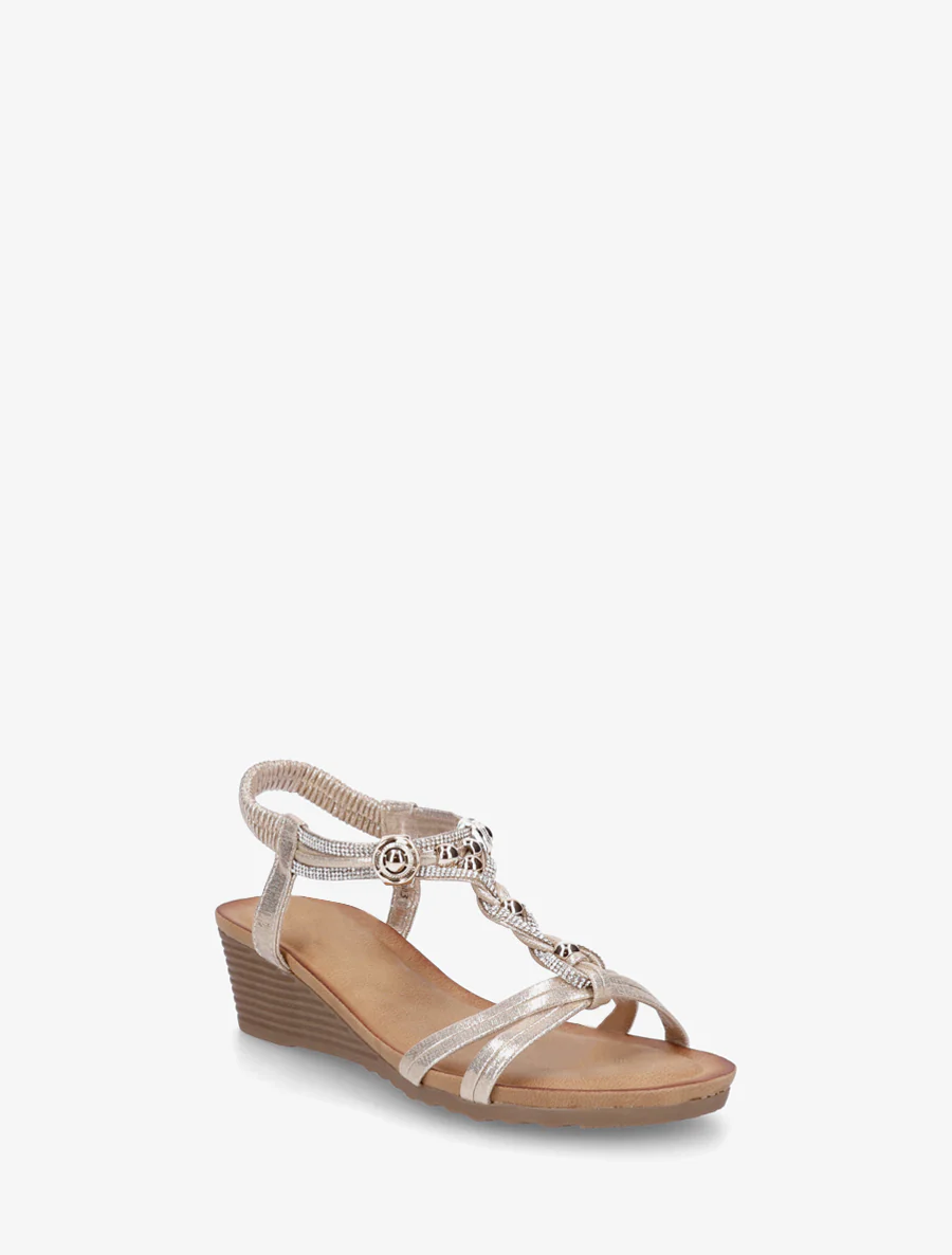 Elastische sandalen met juwelen en strass. - Goud - Image 2