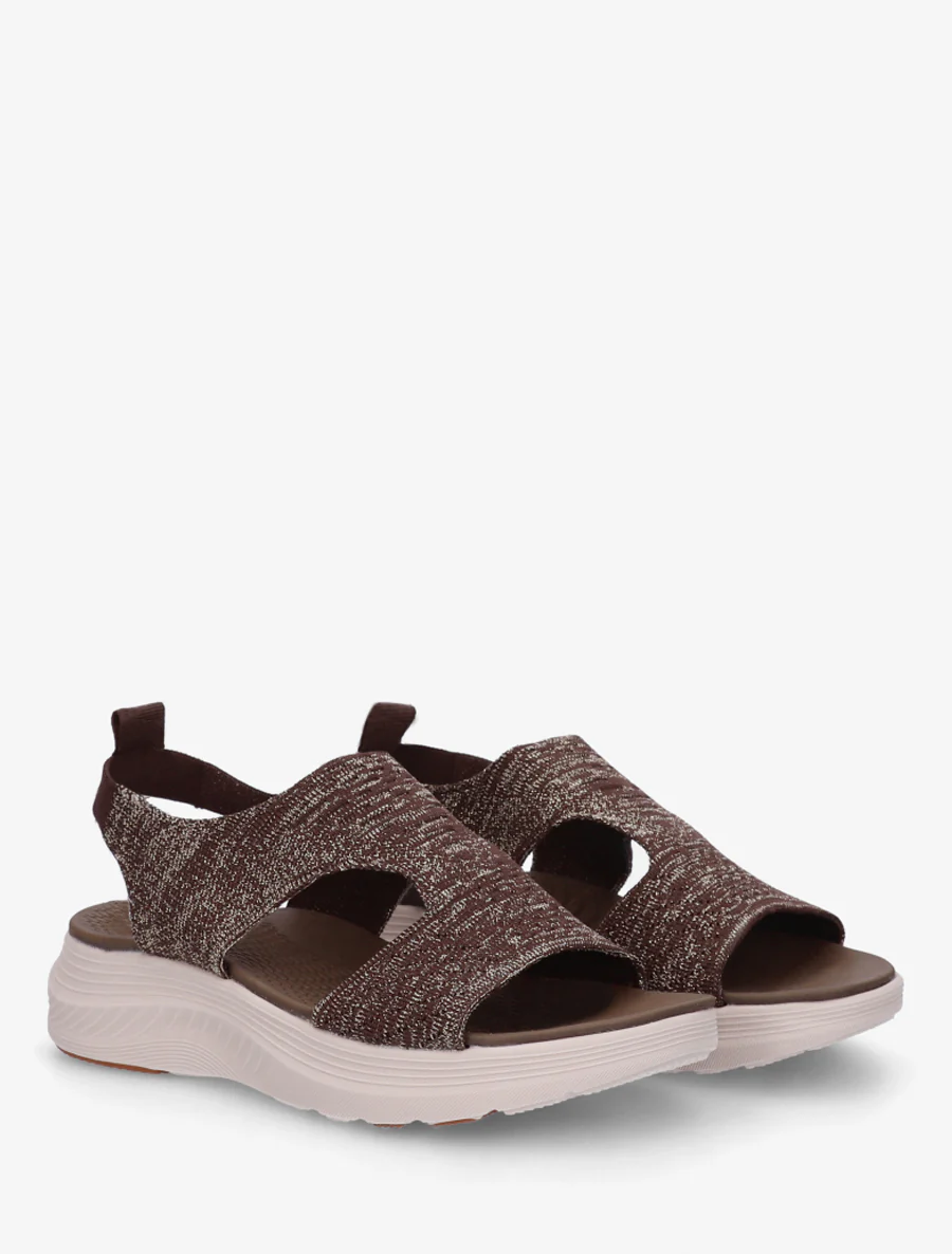 Elastische sandalen van iriserende stof - Bruin - Image 4