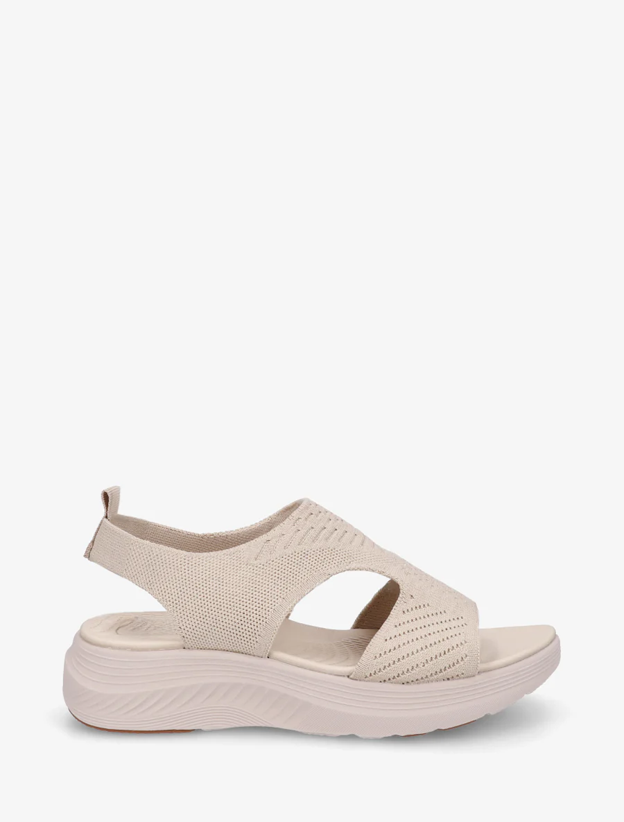 Elastische sandalen van iriserende stof - Beige