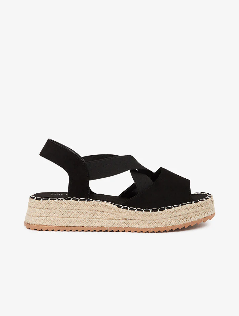 Elastische sleehak sandalen - zwart