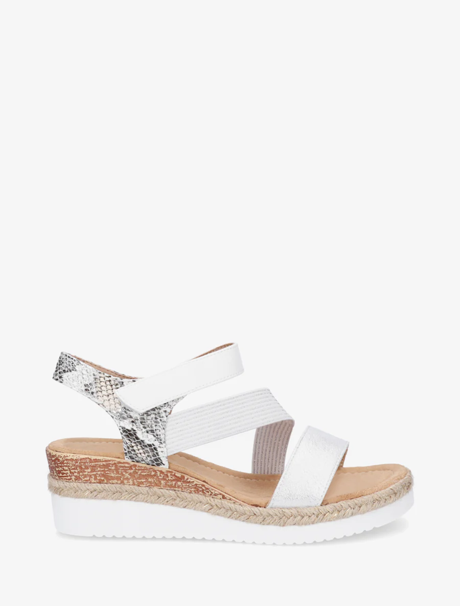 Elastische sleehaksandalen met klittenband - Wit
