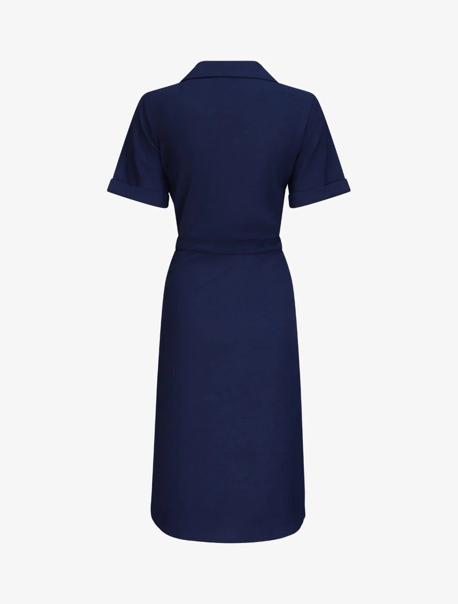 Elastische taille shirtjurk - Donkerblauw - Image 2
