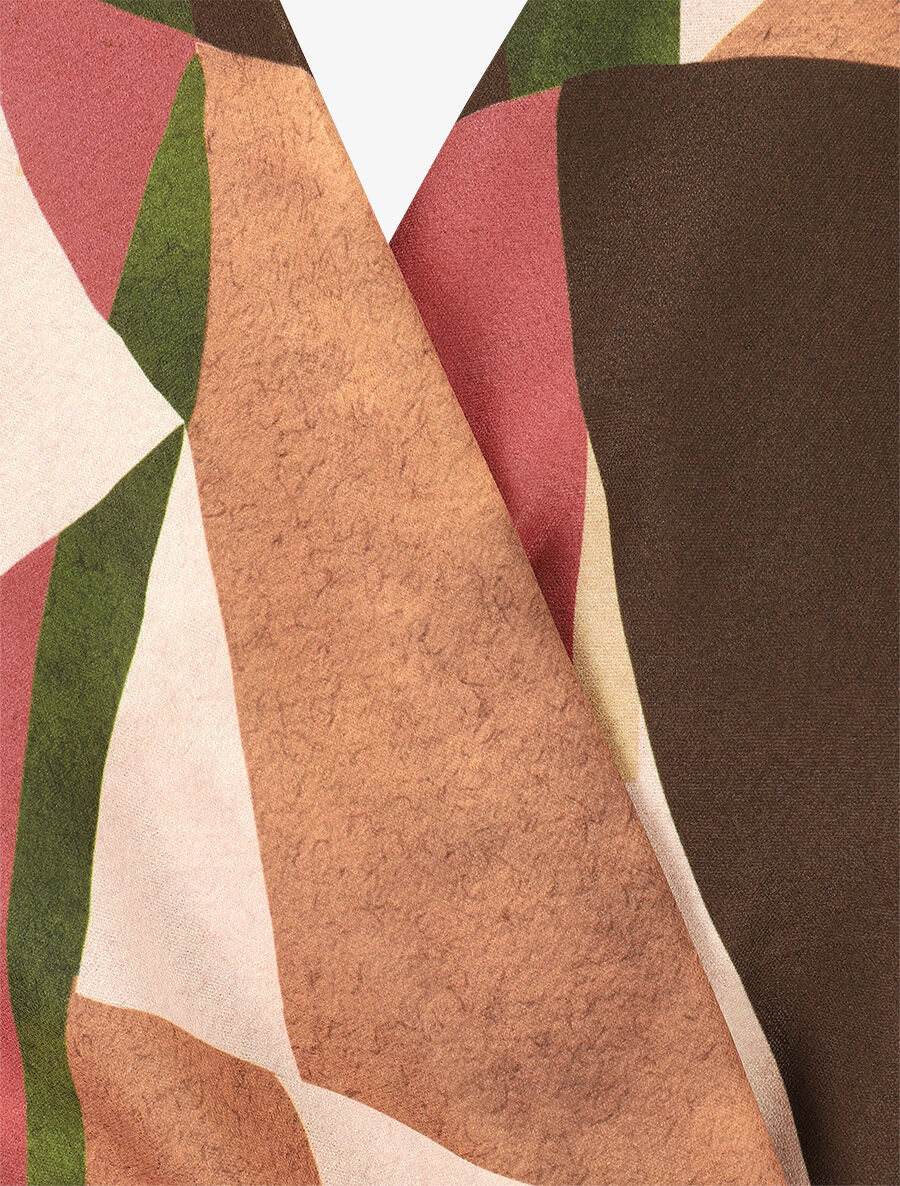 Elastische top met abstracte print - Kameel - Image 3