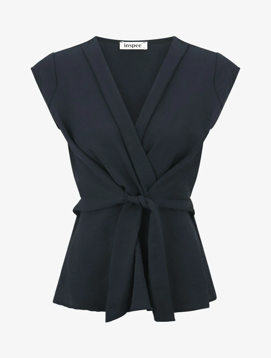 Elastische top met bandjes - Donkerblauw