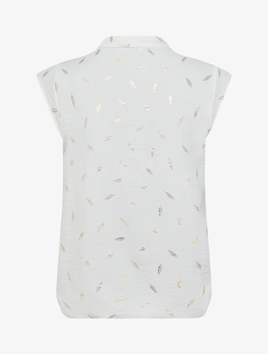 Elastische top met iriserende verenprint. - Wit - Image 2