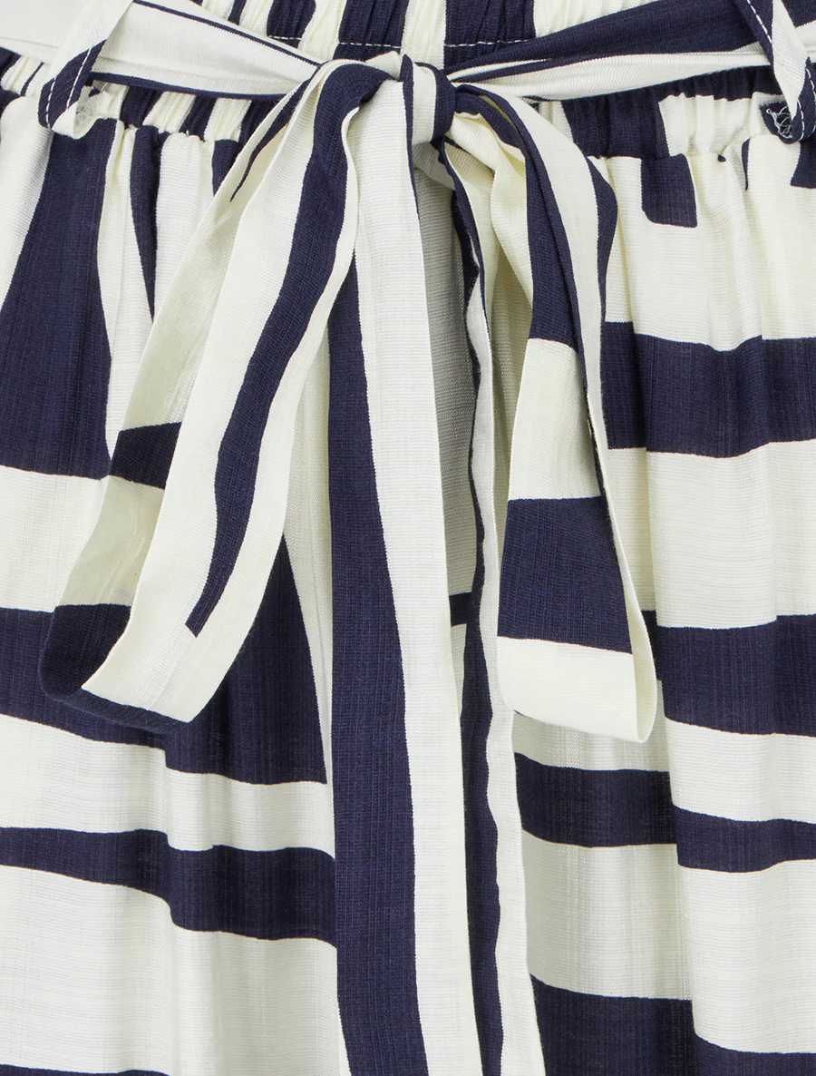 Elastische wijde broek met grafische print - Marine - Image 3