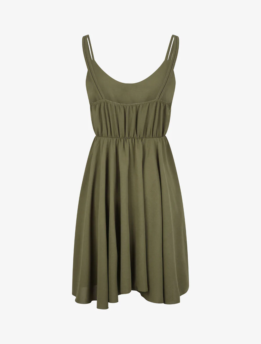 Empire halflange jurk met dubbele bandjes - Khaki - Image 2