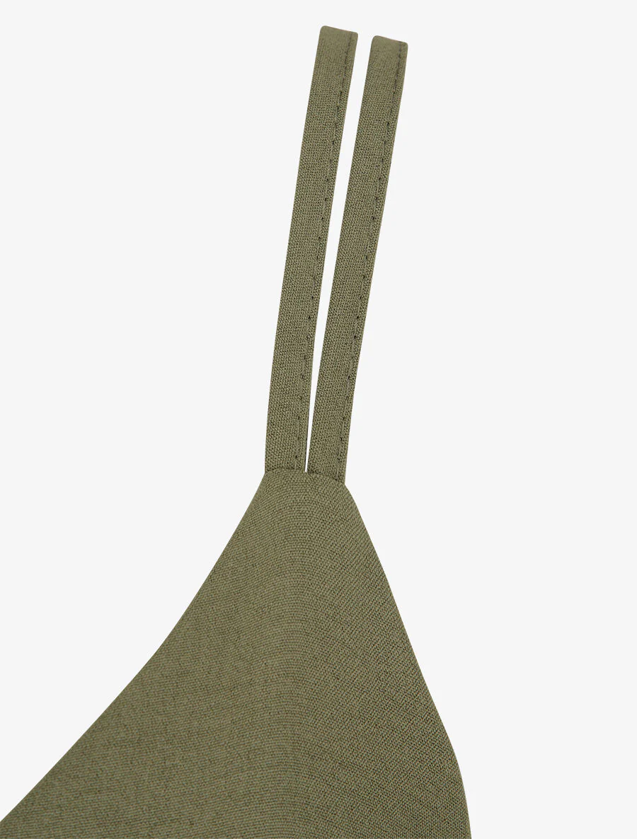Empire halflange jurk met dubbele bandjes - Khaki - Image 3