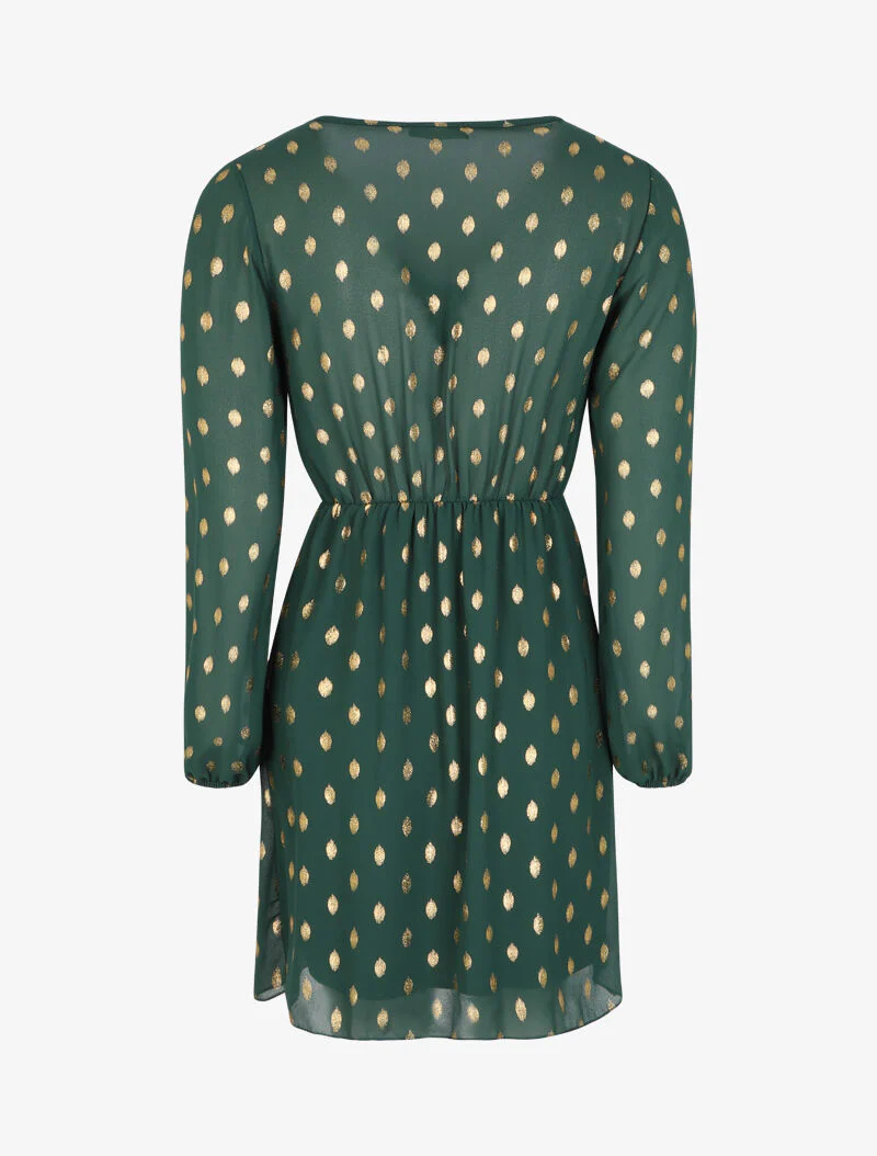 Empire jurk met gouden stippenprint - Groen - Image 2