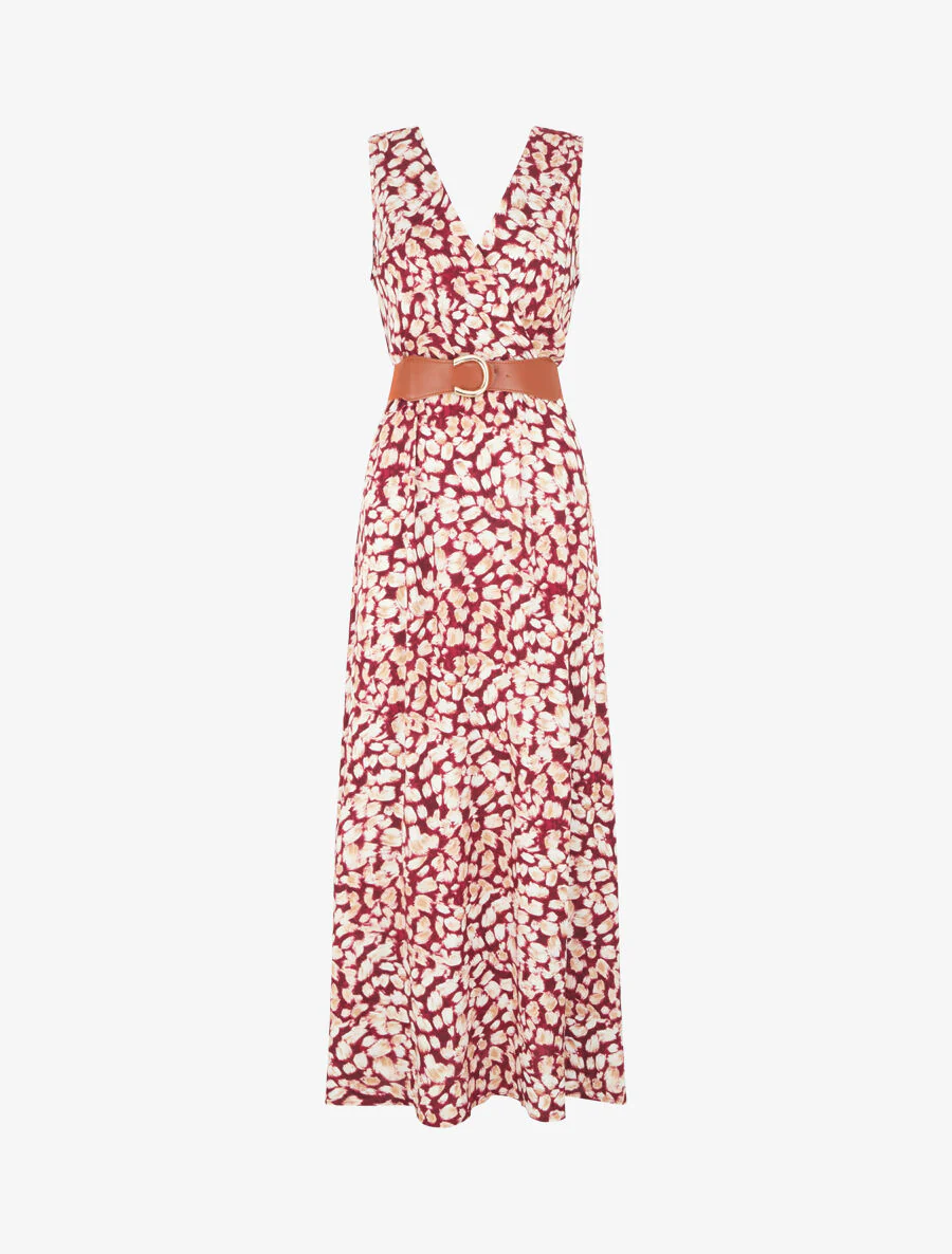 Empire jurk met grafische print - bordeaux