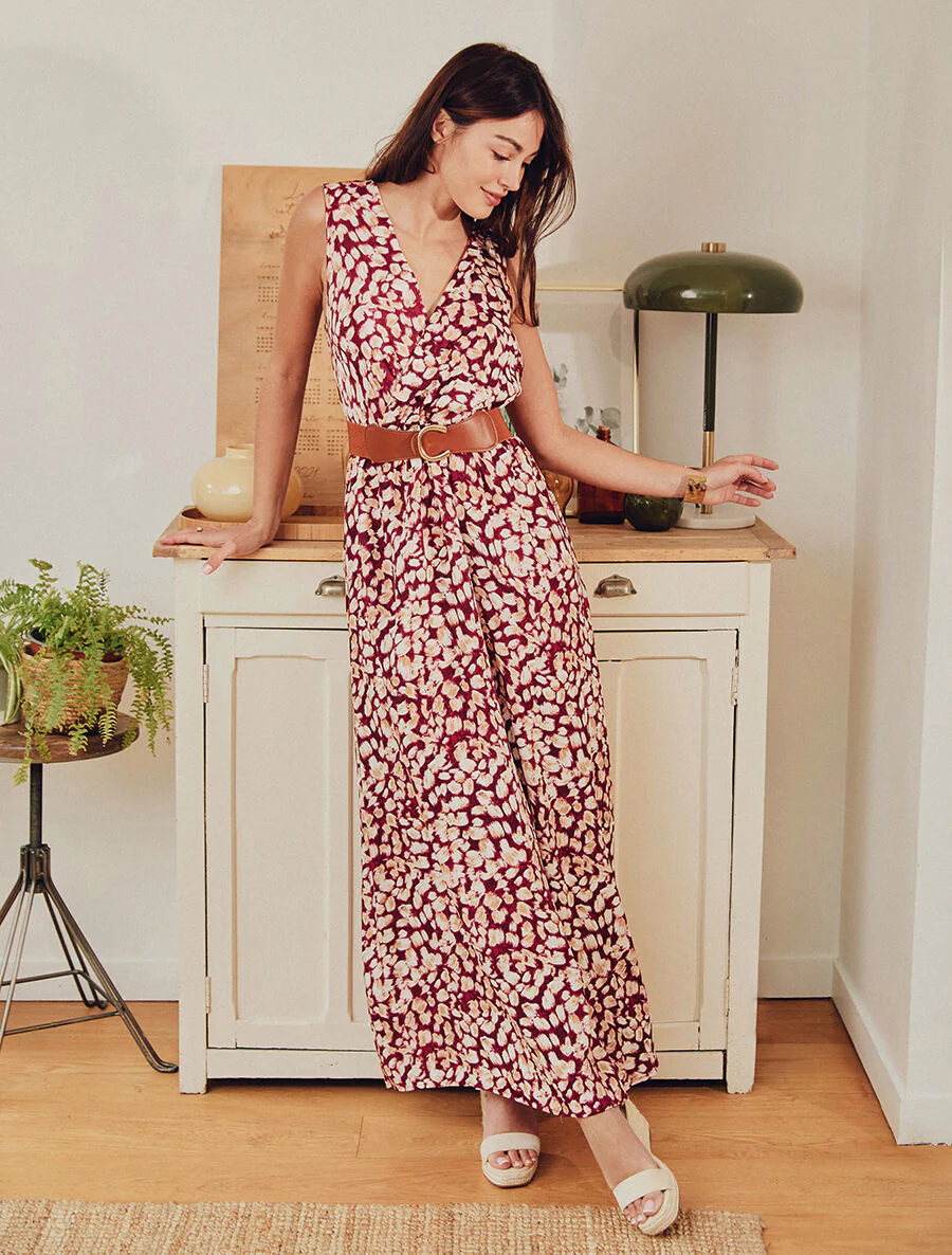 Empire jurk met grafische print - bordeaux - Image 4