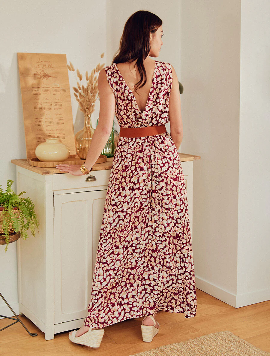 Empire jurk met grafische print - bordeaux - Image 5