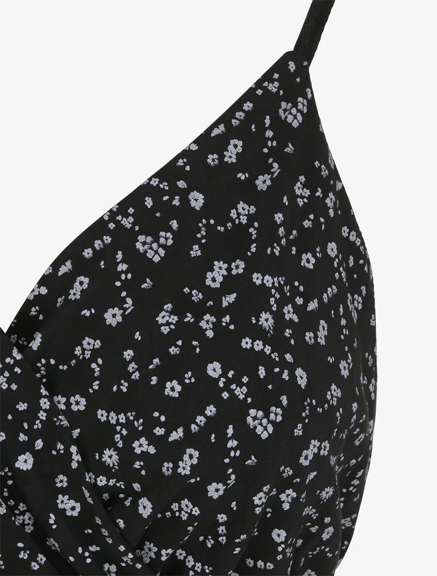 Empire jurk met bloemenveldprint, halflang - Zwart - Image 3