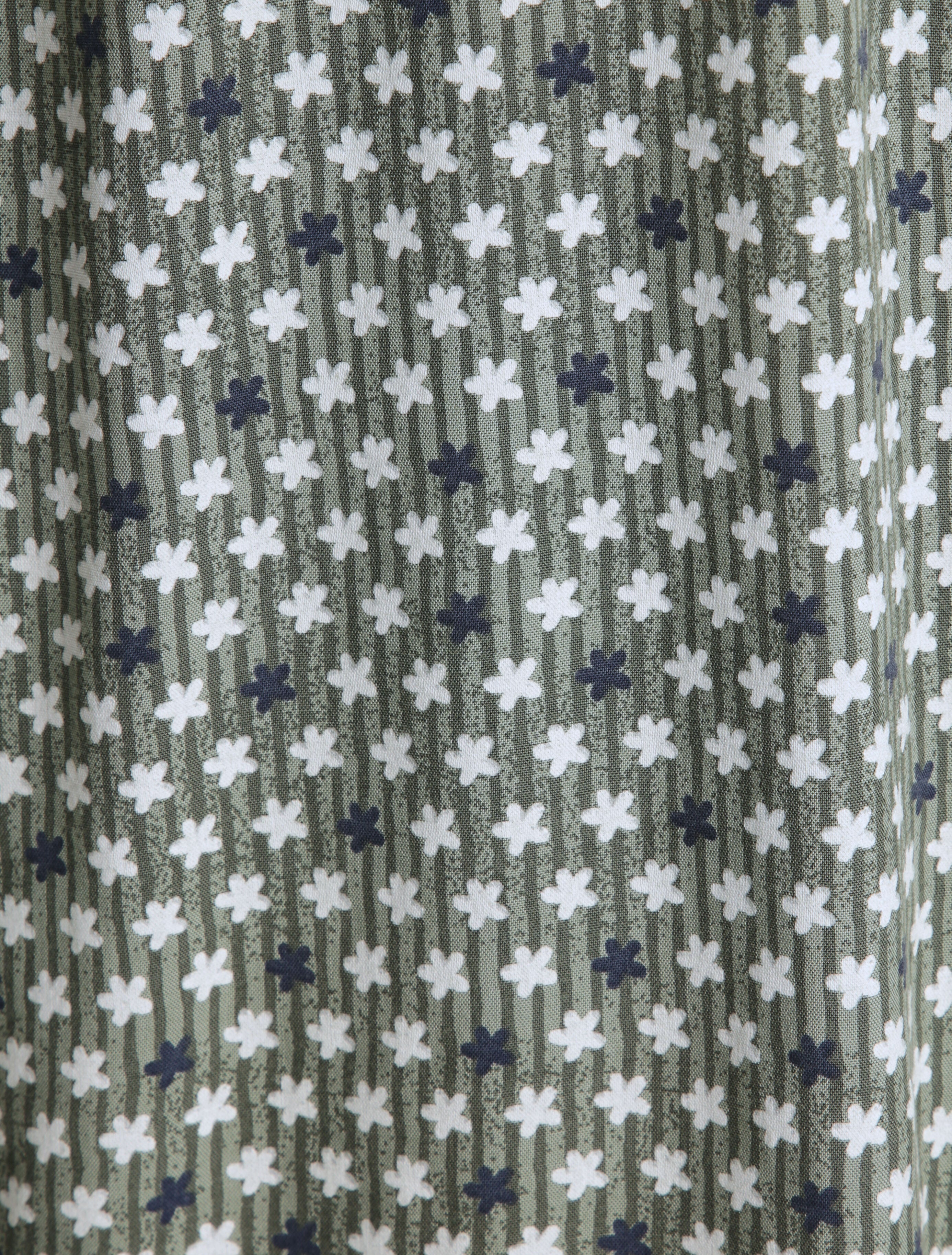 Empirejurk met bloemenprint, halflang - Olijfgroen - Image 4
