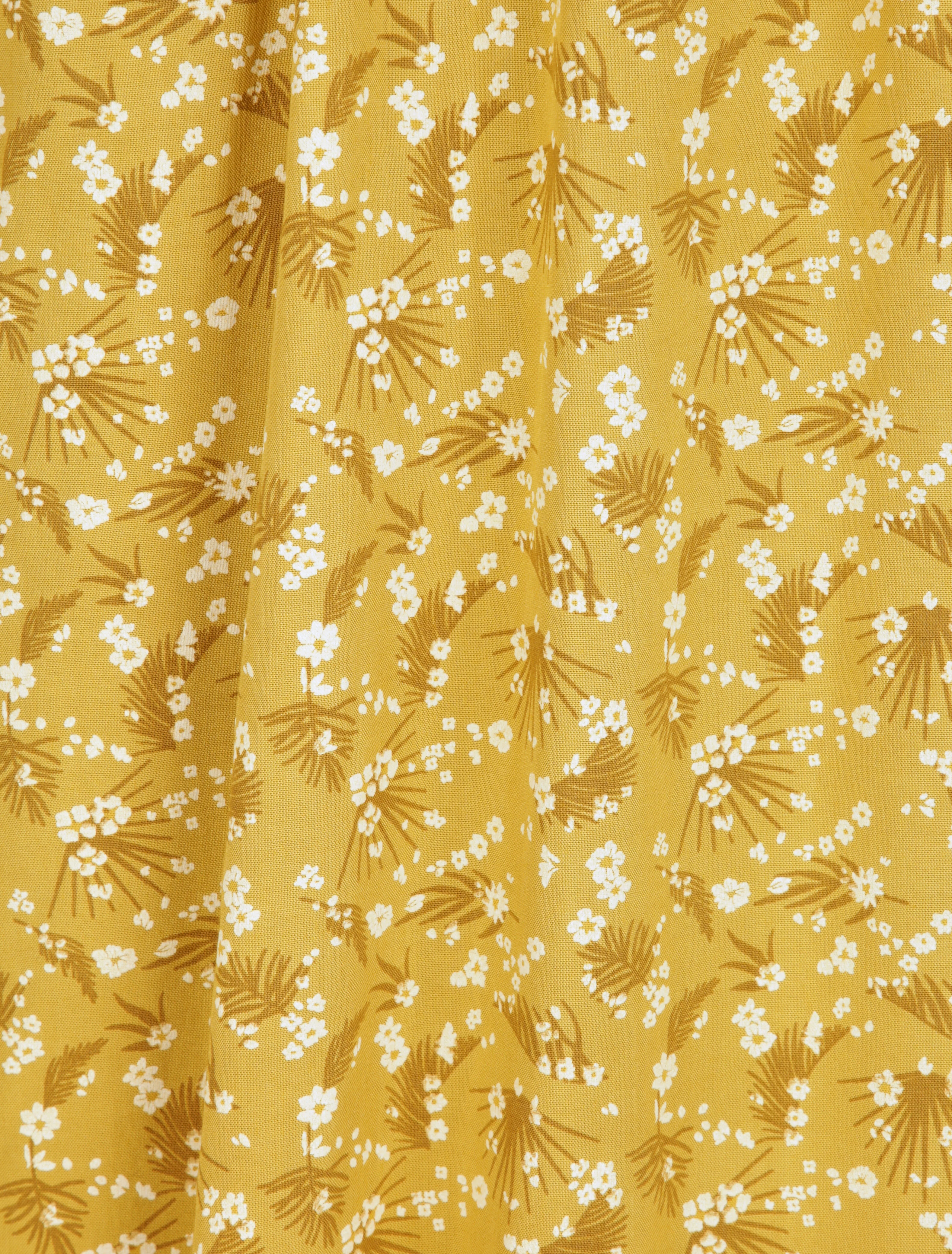 Empirejurk halflang met veldbloemenprint - Mosterd - Image 4