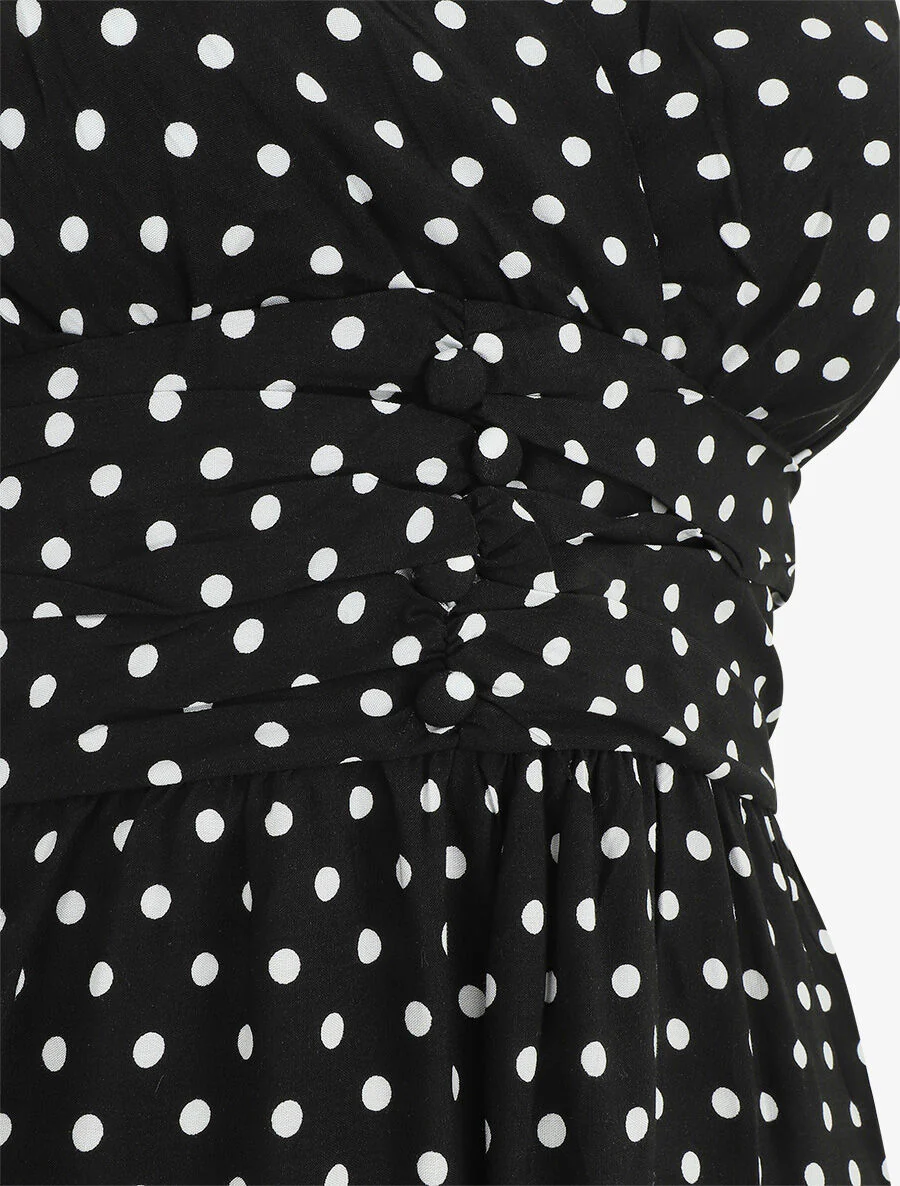 Empire lange jurk met stippen - zwart - Image 3
