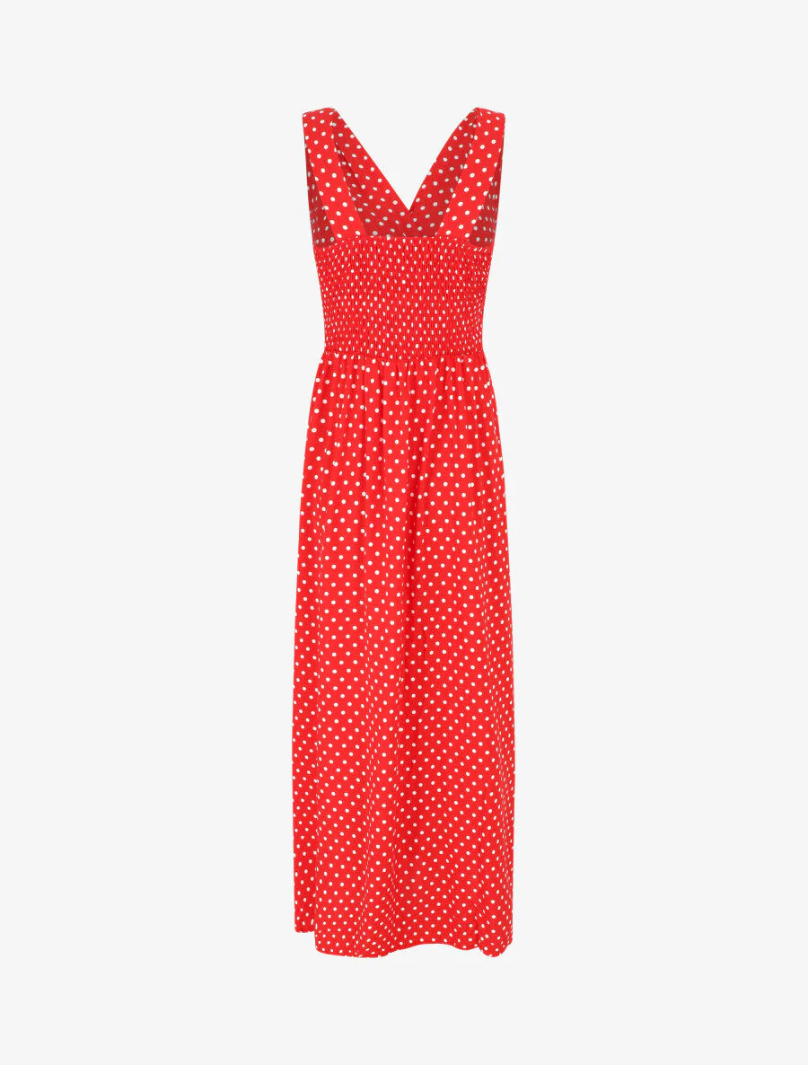 Empire lange jurk met stippen - Rood - Image 2