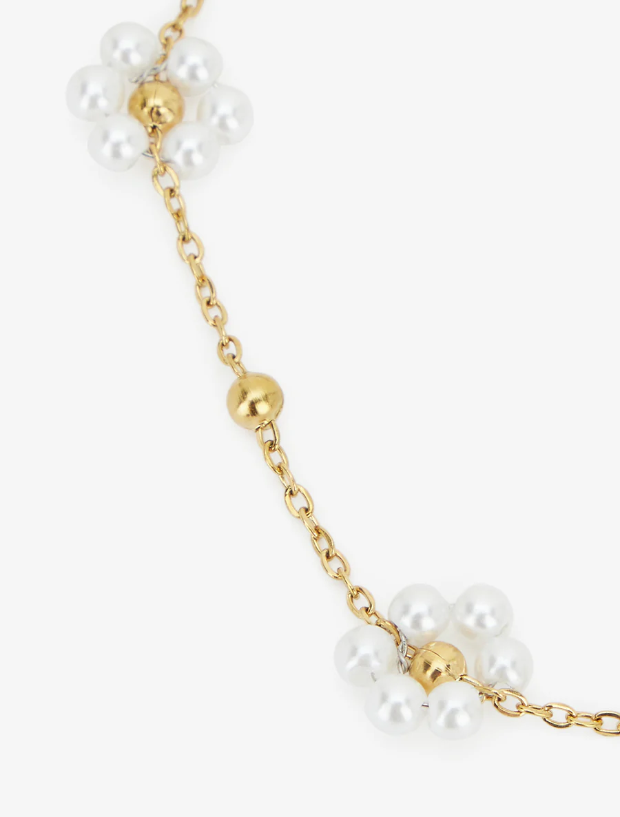 Enkelband met witte kralen - Goud - Image 3