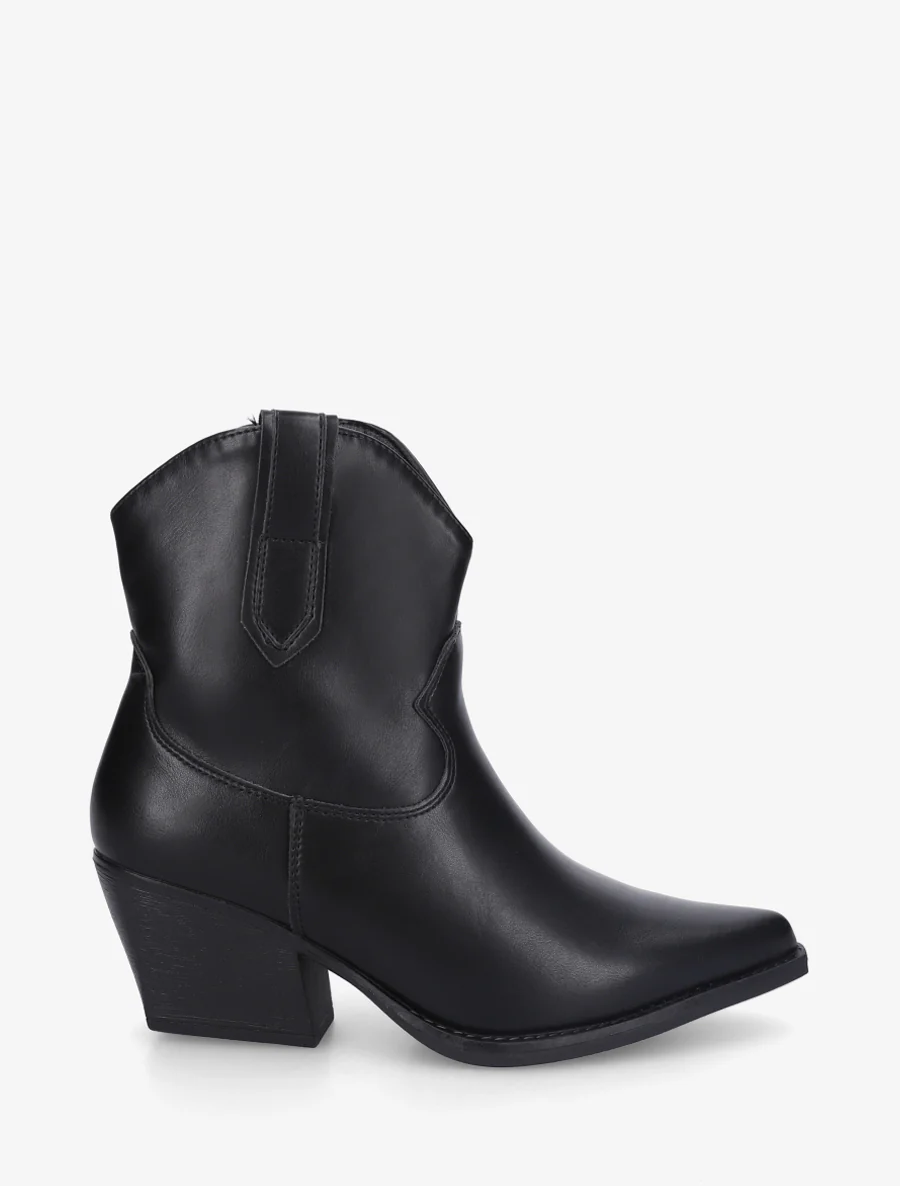 Enkelboots in cowboylaarsstijl van imitatieleer - Zwart