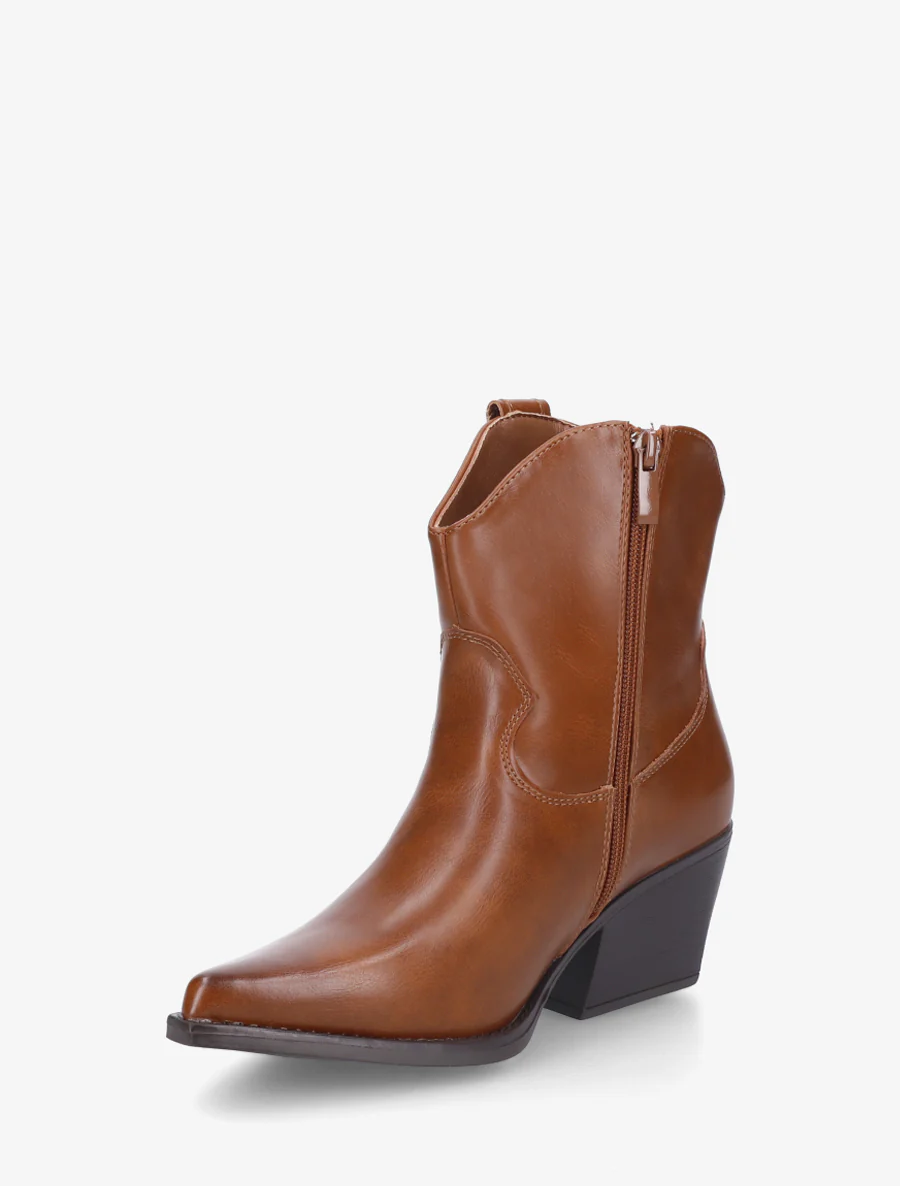 Enkelboots in cowboylaarsstijl van imitatieleer - Kameel - Image 3