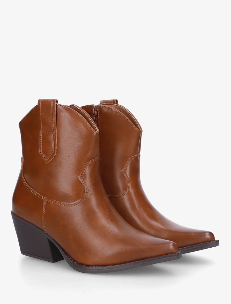 Enkelboots in cowboylaarsstijl van imitatieleer - Kameel - Image 4