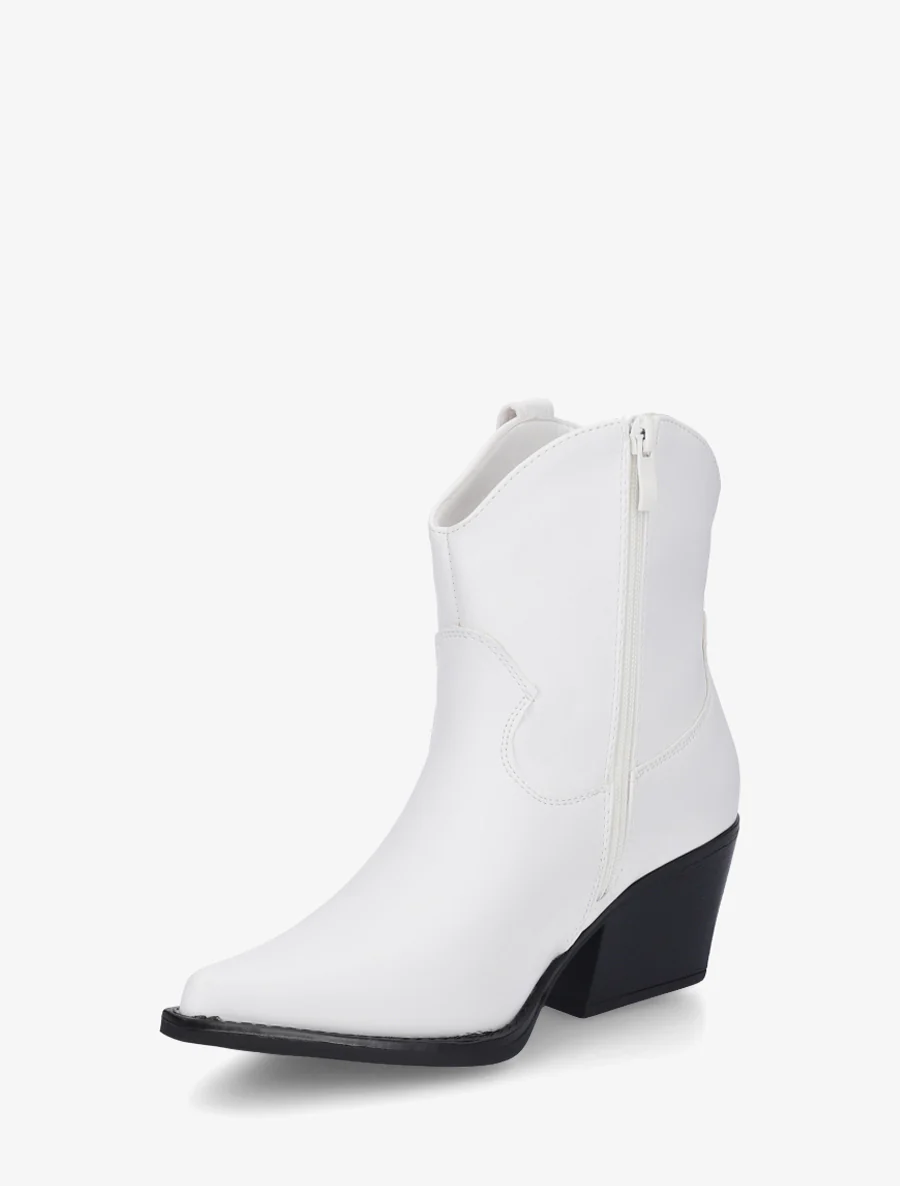 Enkelboots in cowboylaarsstijl van imitatieleer - Wit - Image 3
