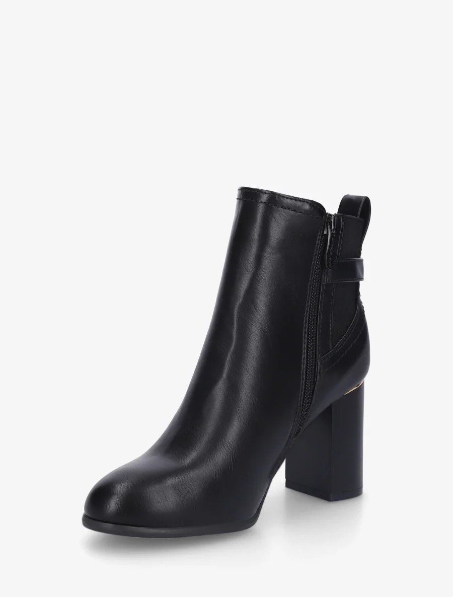 Enkelboots van imitatieleer met metalen inzetstuk op de hiel - Zwart - Image 3